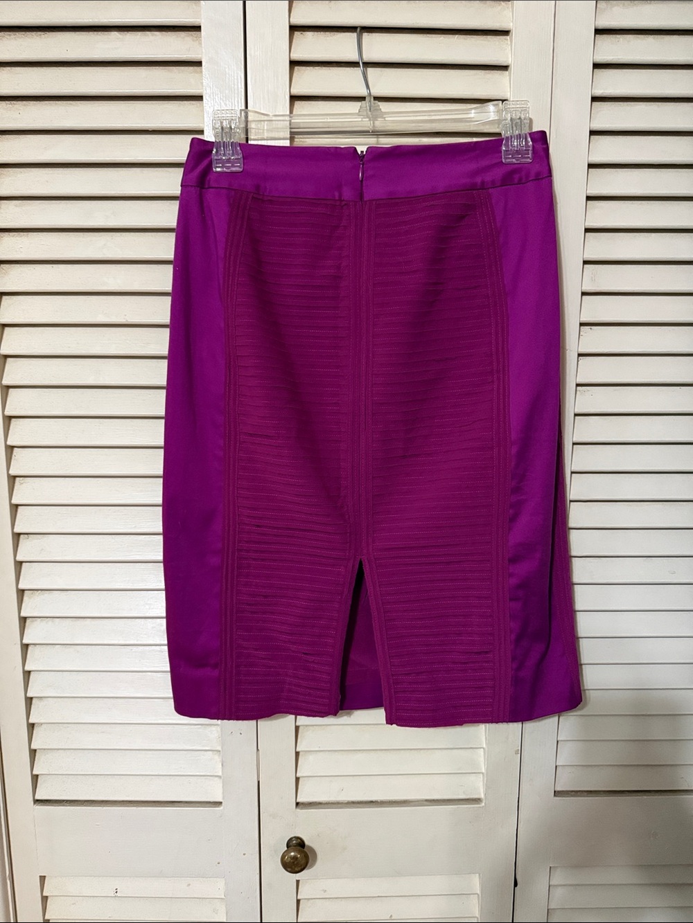 White House Black Market Magenta Ribbed Panel Pencil Skirt View 2